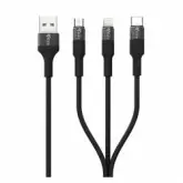 Cabo 4Life FLCALMT2M 3 em 1 USB para Micro USB Lightning USB-C 2 Metros - Preto