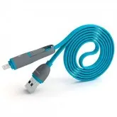 CABO MICRO-USB PINENG PN-301 2 EM 1 IPH BLUE