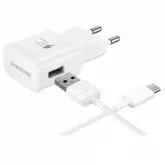 CARREGADOR USB-C SAMSUNG EP-TA20EWECGWW +CABO USB-C 15W ORIGINAL-BRANCO