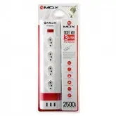 FILTRO DE LINHA MOX MO-SL4320 COM 4 TOMADAS E 3 PORTAS USB - BRANCO