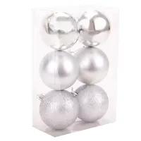 Bolas De Natal De Prata 8Cm 6Pc. em Casa Americana