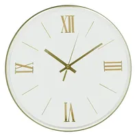 Relógio De Parede Vip Redondo Branco Com Dourado Cy35196-13 30 Cm em Casa Americana