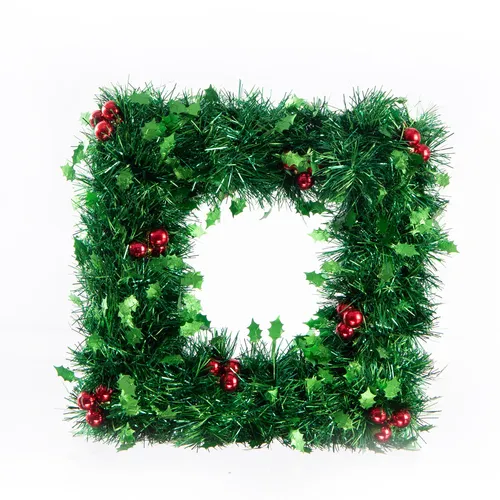Guirlanda Quadrada Tinsel Verde 13 Polegadas