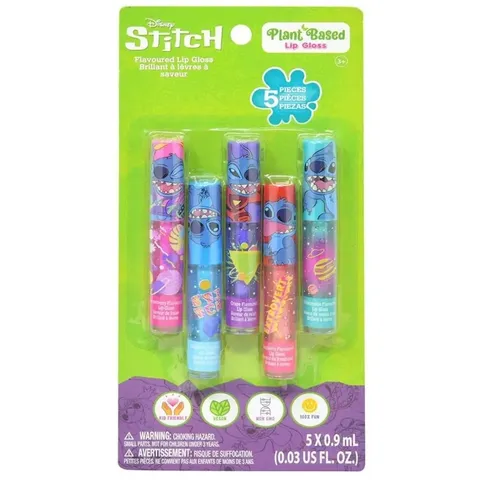 Kit Disney Stitch 5 Gloss Labiais Com Sabor