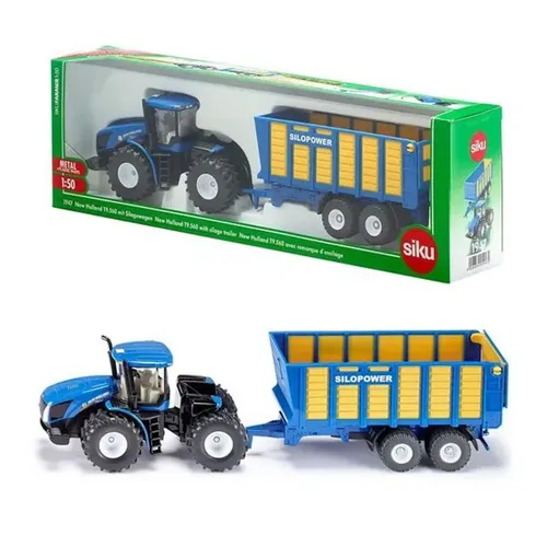 Trator Siku New Holland Com Reboque 1947 1:50