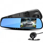 Câmera DVR Espelho Retrovisor Quanta QTCDR-600 com Sensor de Estacionamento LCD 4.3
