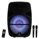 Caixa de Som Satellite AS-1503 15 Karaoke com USB / FM / Bluetooth Bivolt + 2 Microfones Sem Fio Preto