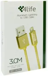 Cabo 4life para  iPhone 5/6s LTN-30GLD USB-Lightning 3.0M - Dourado