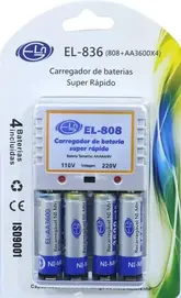 CARREGADOR COM 4 PILHAS ELGIN EL-836 3600MAH