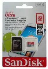 CARTAO DE MEMORIA MICRO SD 32GB SANDISK ULTRA 48M CLASS 10