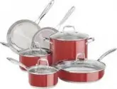 COZINHA KITCHENAID JOGO PANELAS 10 PCS INOX VERMELHO