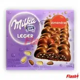 BARRA CHOCOLATE MILKA LEGER AERADO C/ AMÊNDOAS CX C/ 12 X 100G