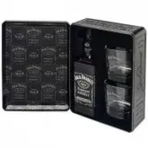 JACK DANIELS WHISKY KIT CONTENDO 1 LATA + 1 GARRAFA 750ML + 2 COPOS PERSONALIZADOS