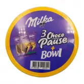KIT CHOCOLATE AO LEITE WAFER MILKA CHOCO PAUSE COM 3X45G + TIGELA PERSONALIZADA