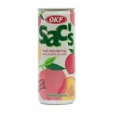 SUCO DE PÊSSEGO OKF COM PEDAÇOS DA FRUTA LATA 240ML