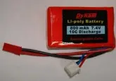 Pack Dynam 7.4V 800mA LiPo c/ JST and Balance Connector 10C