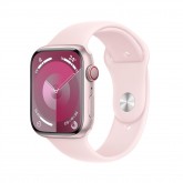 Apple Watch Series 9 MR9G3LL/A - Bluetooth - Wi-Fi - 45mm - GPS - Pink Aluminum/Light Pink Sport