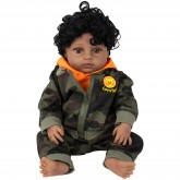 Boneca Baby Reborn V-020 - 48CM - Silicone - Roupa Militar
