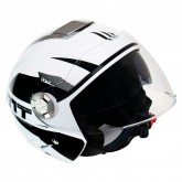 Capacete MT Helmets City Eleven Advance A1 - Aberto - Tamanho M - Com Óculos Interno - Branco e Preto