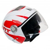 Capacete MT Helmets City Eleven Advance A5 - Aberto - Tamanho L - Com Óculos Interno - Branco e Vermelho
