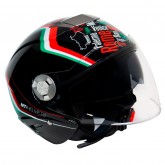 Capacete MT Helmets City Eleven Italy Gloss - Aberto - Tamanho M - Com Óculos Interno - Preto