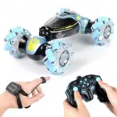 Carro de Controle Remoto Stunt Car LH-C048S-1 - Com Sensor de mão - Recarregável - Preto e Azul