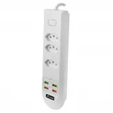 Filtro De Linha Keen Kec-01 - 3 Tomadas - 2 Metros - 4X Usb - 250V - Branco