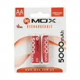 Pilha Mox Mob2Aa50 - Aa - 5000Mah - 2 Unidades - Recarregável