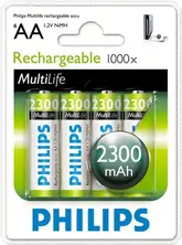 Pilha Recarregavel Philips AA 2300 mAh - Com 4 Unidades