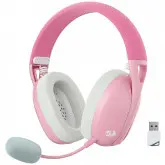 Headset Gaming Sem Fio Redragon Ire Pro H848Pk Com Usb Para Pc/Ps4/Ps5 E Nintendo Switch - Rosa/Cinza