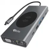 Hub Usb 4Life Fl13V Com Carregador Wireless - Cinza