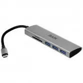 Hub USB-C HYE HU52 com 3 Portas USB 3.0 e Slot para Micro SD/SD - Cinza