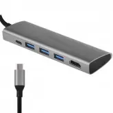 Hub Usb Moxom Mx-Hb02 Com 3 Portas Usb 3.0/Hdmi E Usb-C - Cinza