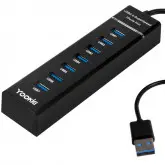Hub Usb Yookie Hub-10 7 In 1 Com 7 Portas Usb 3.0 - Preto