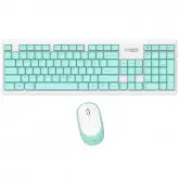 Kit Teclado Sem Fio Altec Albc6314 Inglês + Mouse 1.200 Dpi - Cyan/Branco