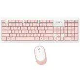 Kit Teclado Sem Fio Altec Albc6314 Inglês + Mouse 1.200 Dpi - Rosa/Branco