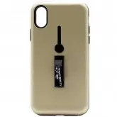 Case de PC/TPU 4Life para iPhone X/XS com Suporte Anel Silicone - Dourado