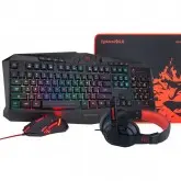 Combo Gaming Redragon S101-BA 4 em 1 Mouse + Mousepad + Headset + Teclado com Retroiluminação RGB - Preto/Vermelho