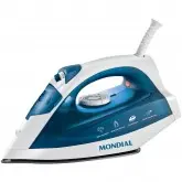 Ferro de Passar a Vapor Mondial Ceramic NF-34 com Base de Cerâmica Antiaderente/220V - Branco/Azul