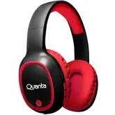 Fone de ouvido Quanta Bluetooth QTFOB75 com Microfone/Driver de 40mm - Preto/Vermelho