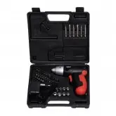 Parafusadeira Elétrico Nappo com 44 Acessórios/Recarregável - Preto/Vermelho