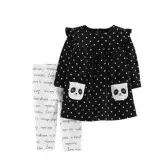 CARTERS CONJ.VESTIDO M/L PANDA Y CALZA P/NINAS 6M 106M