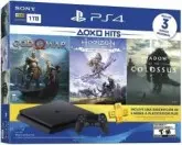 CONSOLE PS4 1TB CUH-2215B AME. SLIM COM 3 JOGOS GOD OF WAR/HORIZON ZERO DAWN EDICAO COMPLETA/SHADOW OF THE COLOSSUS