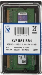 MEMORIA PARA NOTEBOOK DDR3 4GB 1600MHZ KINGSTON 1.5V KVR16S11S8/4