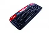 TECLADO VIEWTECH PS/2 KM-2225 MULTIMIDIA PORTUGUES PRETO/VERMELHO