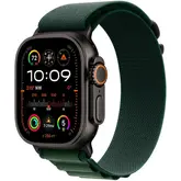 Apple Watch Ultra 2 49Mm Mx4R3Lw/A Com Double Tap Gesture / Sirena De 86Db / Pulseira Alpine Loop (M) Dark Green / Titanium Case - Black Titanium