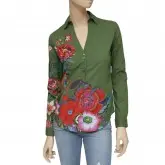 Camisa Desigual Verde Floreado XS