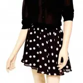 Saia Guess Preto com Bolinhas Brancas