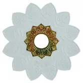 Prato Narguile Ebs Flower Branco Dourado