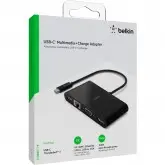 Adaptador Belkin Usb-C Multimedia + Charge USB-C 100W / 4K Hdmi, Rede Gigabit, Usb-C, Usb-A, Vga - AVC004BTBK